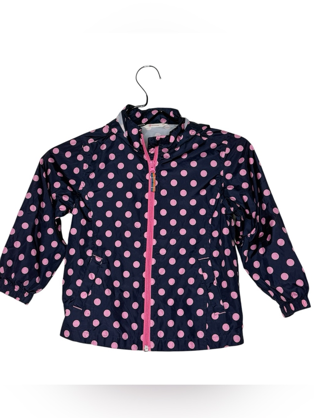Goodday Girls Hooded Rain Jacket Pink Polka Dot Water Repellent Size 110 (US 5T)